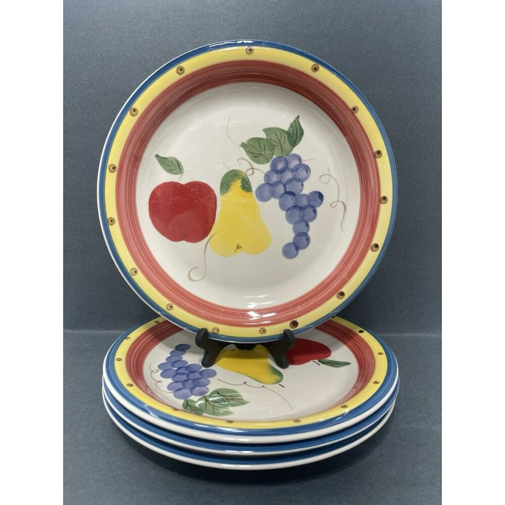 Philippe Richard FRUITA MISTA Dinner Plates Lot Stoneware  Set Of 4